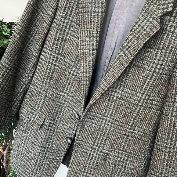 Calvin Klein Men’s Vintage Wool Plaid Lined Suit Sports Jacket Buttoned Blazer - Picture 12 of 13